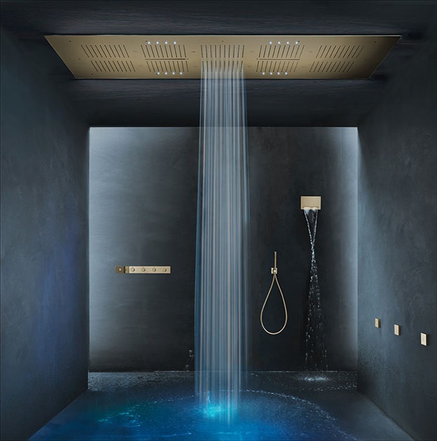 Fontana BlissWave brushed gold luxury showerhead